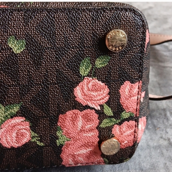 Brown & Pink Floral Michael Kors Handbag Purse, Roses Fall Floral - Picture 10 of 10